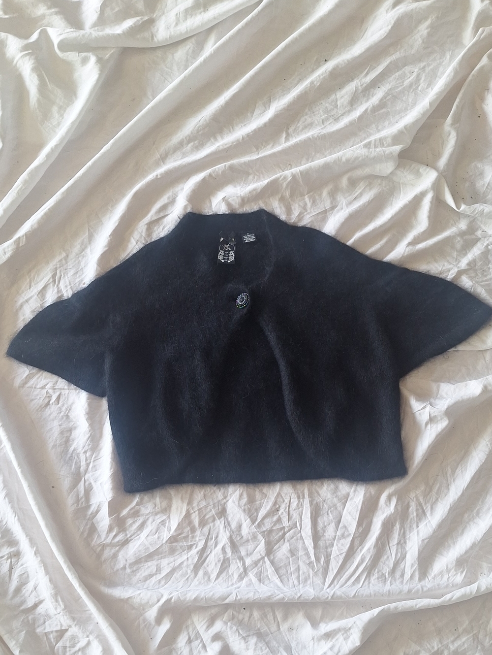 Nick And Mo Anthropolgie Anorga Rabbit Hair Blend Bolero Sweater Size S Black